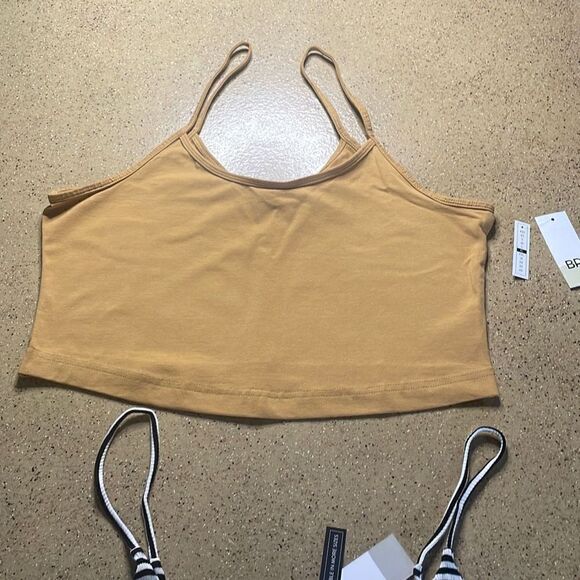 BP. Bundle of 2 Cropped Tank Tops XL - Mustard, Black White Striped - Picture 3 of 8